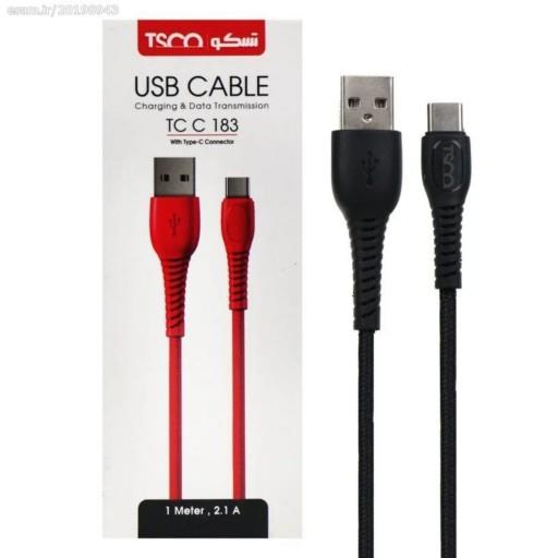 کابل tsco tc c183 type-c 2-1a 1m ( 6 ماهه)
